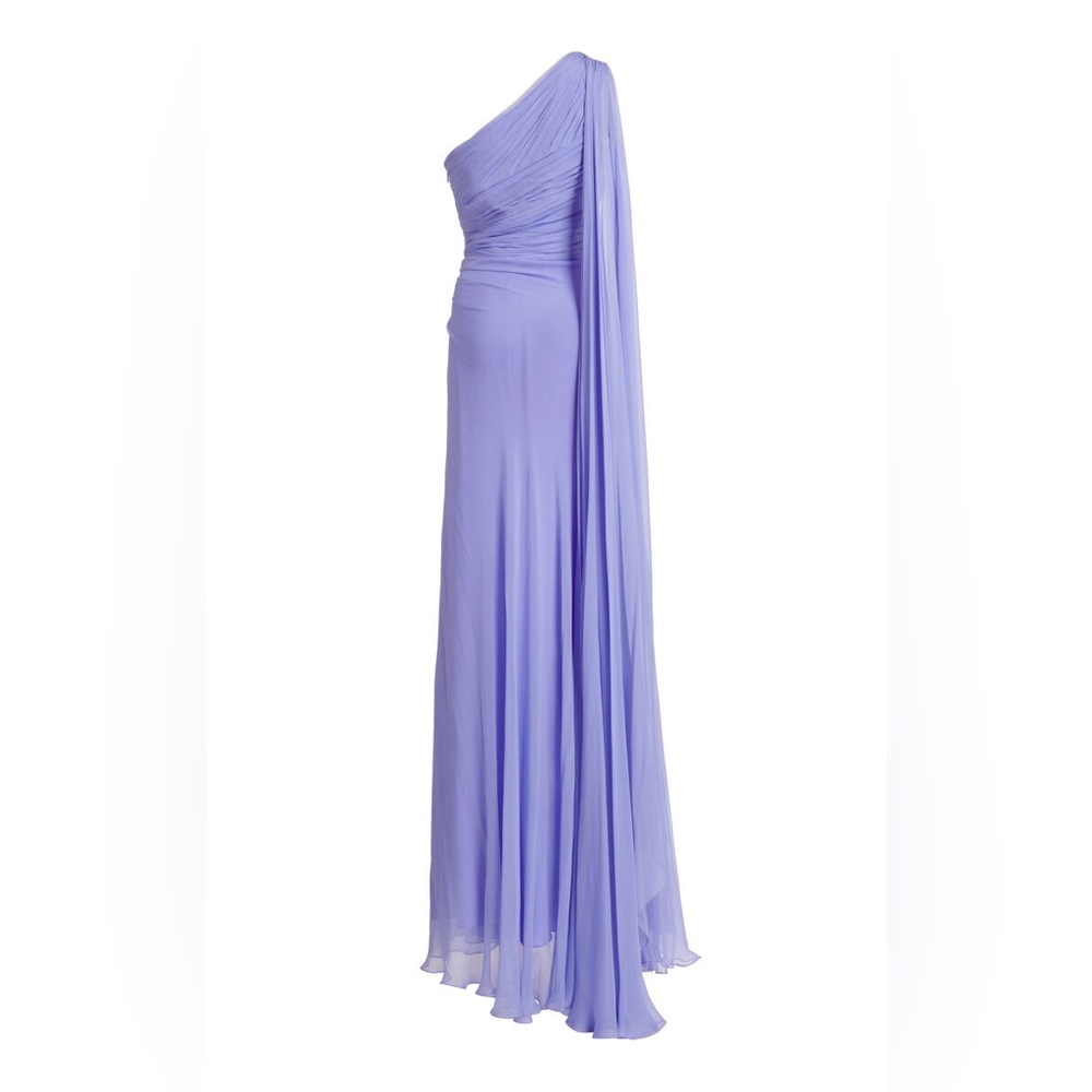 Zuhair Murad Draped One Shoulder Silk Chiffon Maxi Dress in Purple - Picture 15 of 15